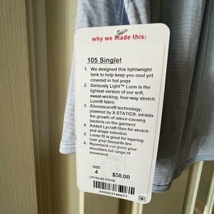 Lululemon tank top - 105 Singlet NWT